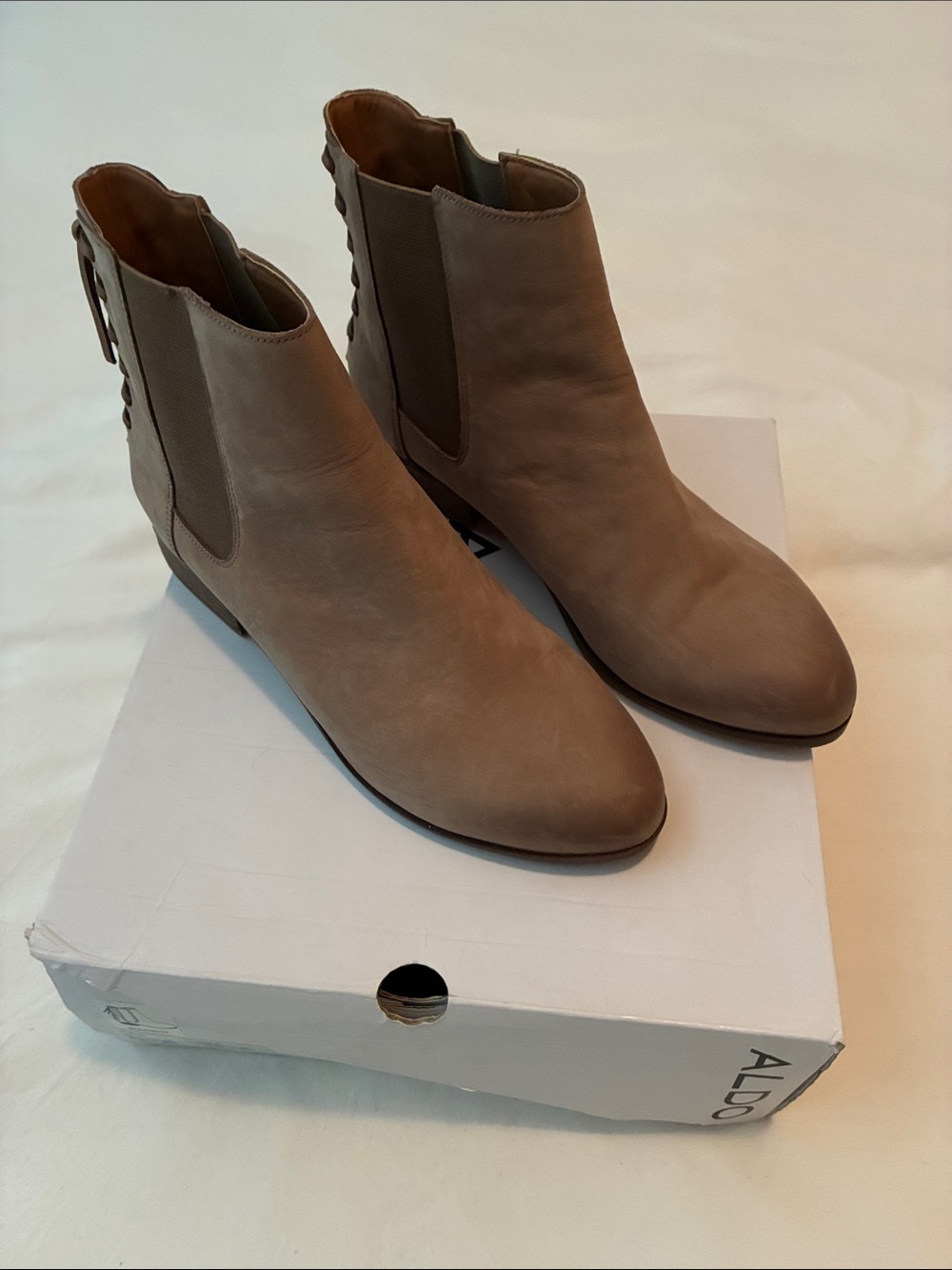 Aldo Taupe Nubuck Chelsea Booties